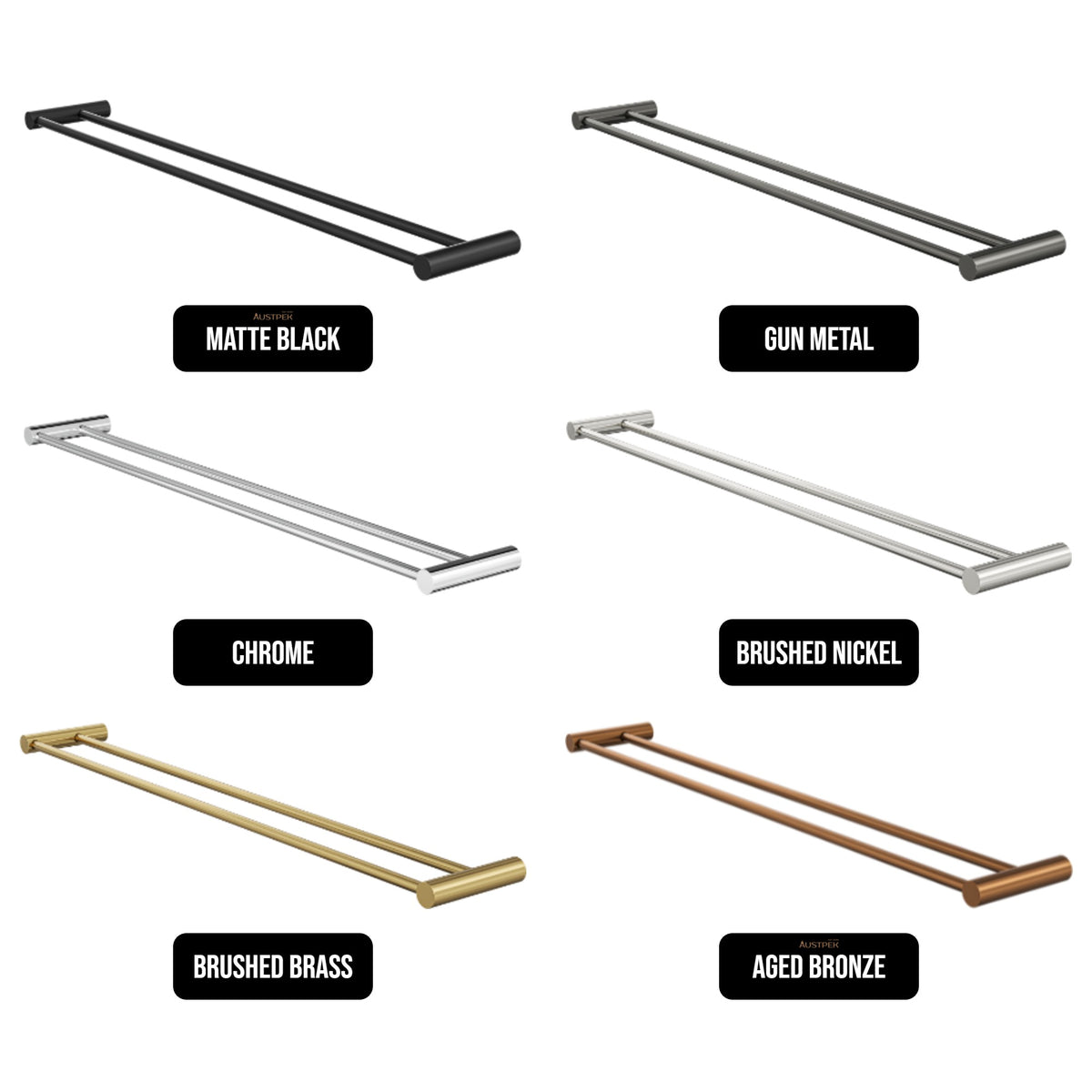 LINSOL DOTTI DOUBLE TOWEL RAIL 800MM CHROME