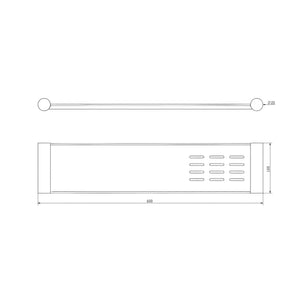 Linsol Dotti Metal Shelf with Soap Dish 450mm - Line Drawing