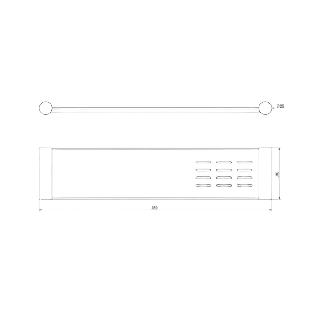 Linsol Dotti Metal Shelf with Soap Dish 450mm - Line Drawing