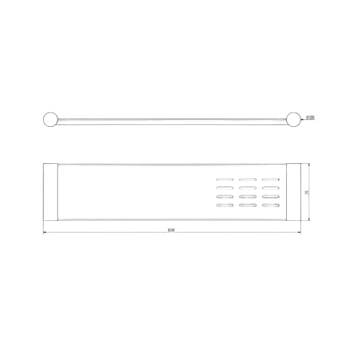 Linsol Dotti Metal Shelf with Soap Dish 450mm - Line Drawing