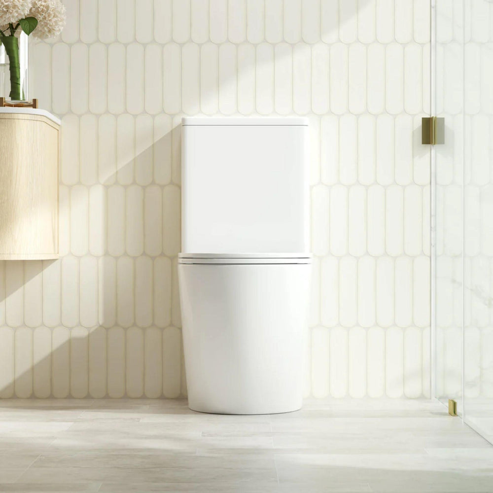 MERCIO DIANA QUIET RIMLESS AND TORNADO FLUSH BACK TO WALL TOILET SUITE GLOSS WHITE
