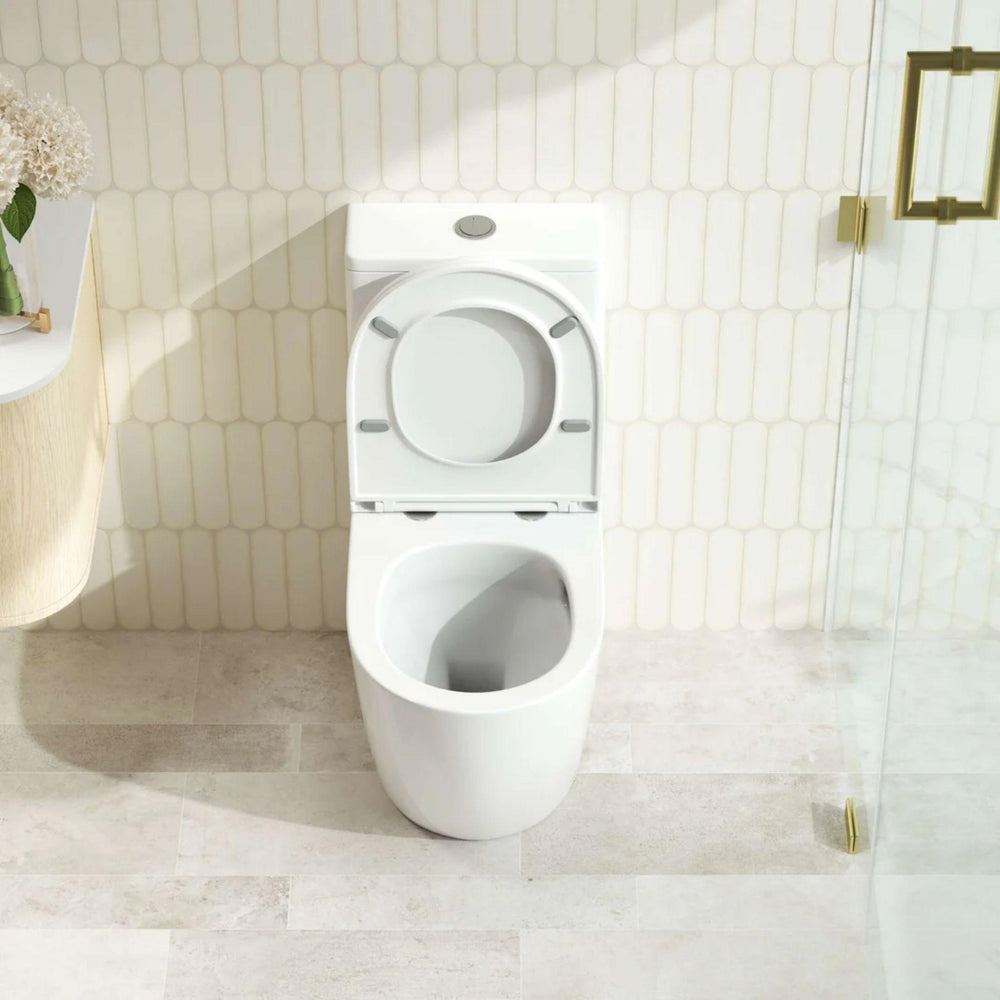 MERCIO DIANA QUIET RIMLESS AND TORNADO FLUSH BACK TO WALL TOILET SUITE GLOSS WHITE