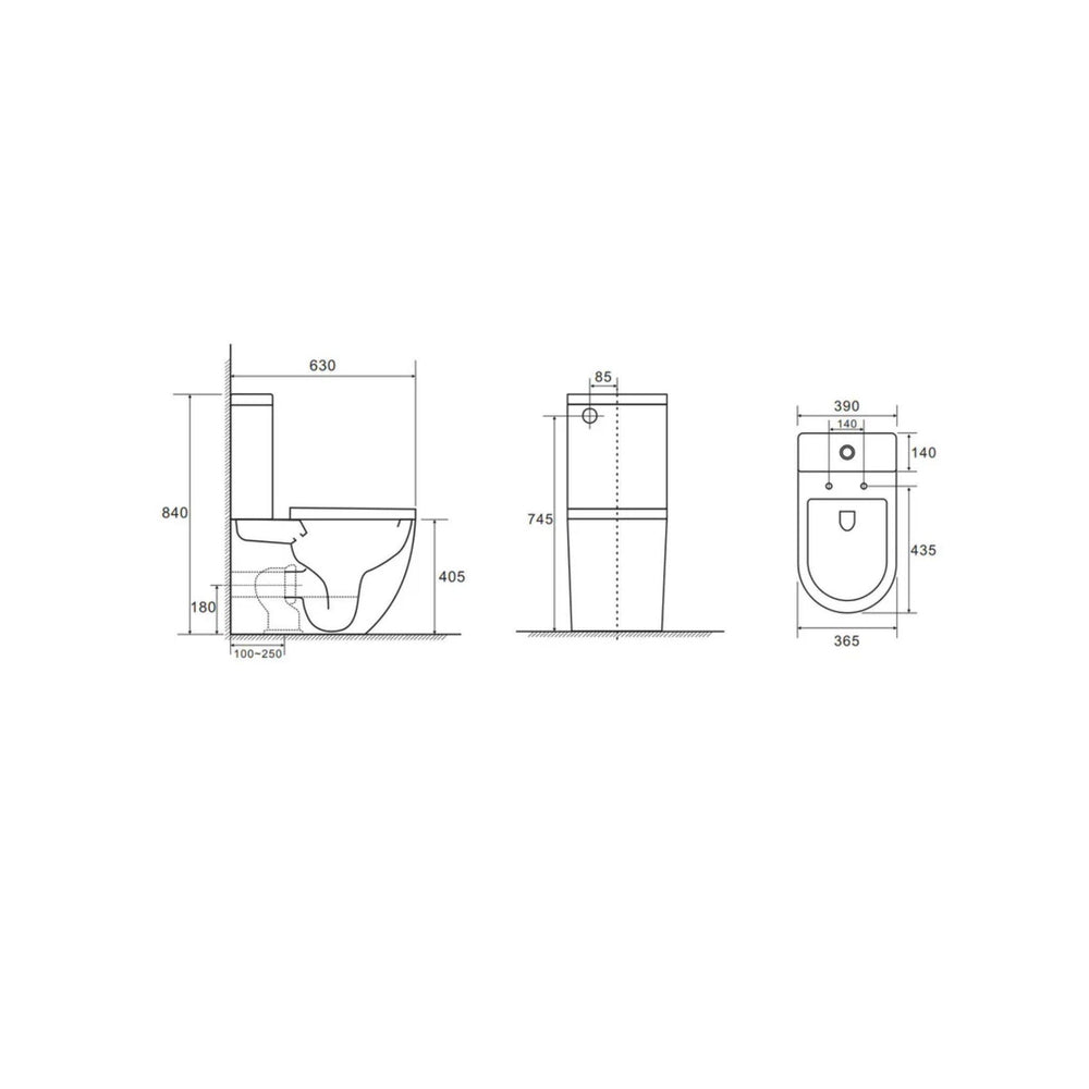 MERCIO DIANA QUIET RIMLESS AND TORNADO FLUSH BACK TO WALL TOILET SUITE GLOSS WHITE