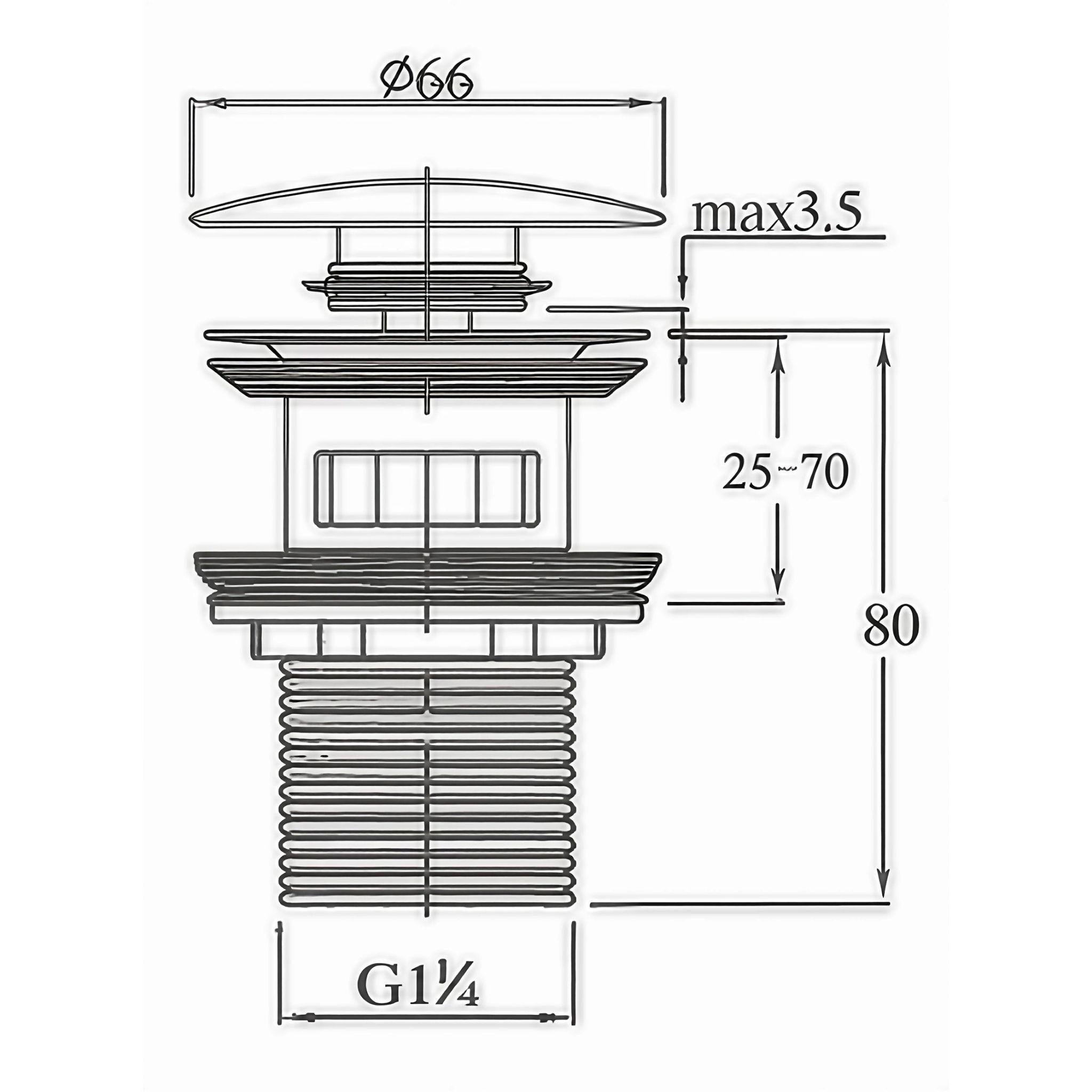 POSEIDON BRASS MUSHROOM TOP POP-UP BASIN WASTE OVERFLOW CHROME