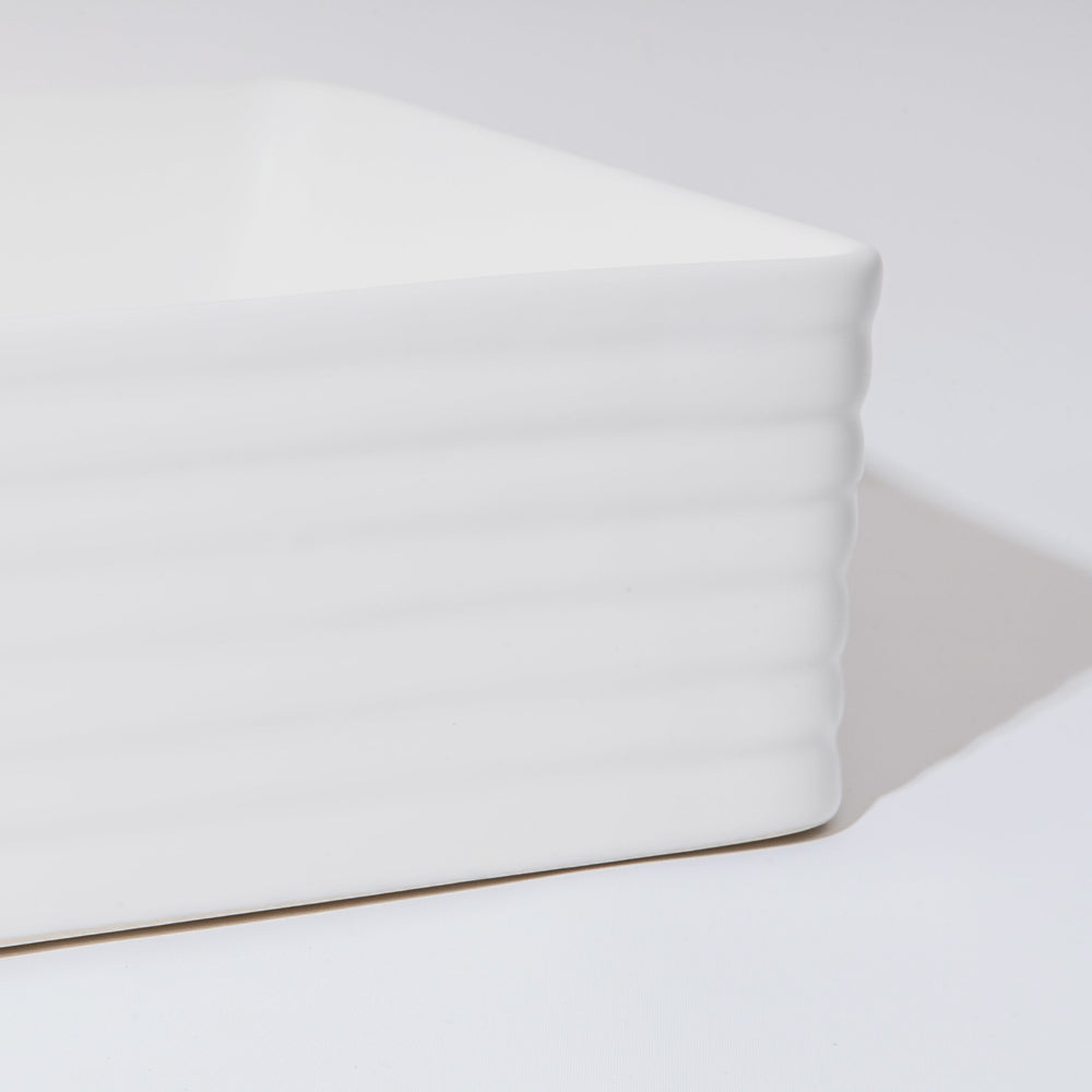 CLAYA RECTANGULAR FLUTED ABOVE COUNTER BASIN MATTE WHITE 620MM