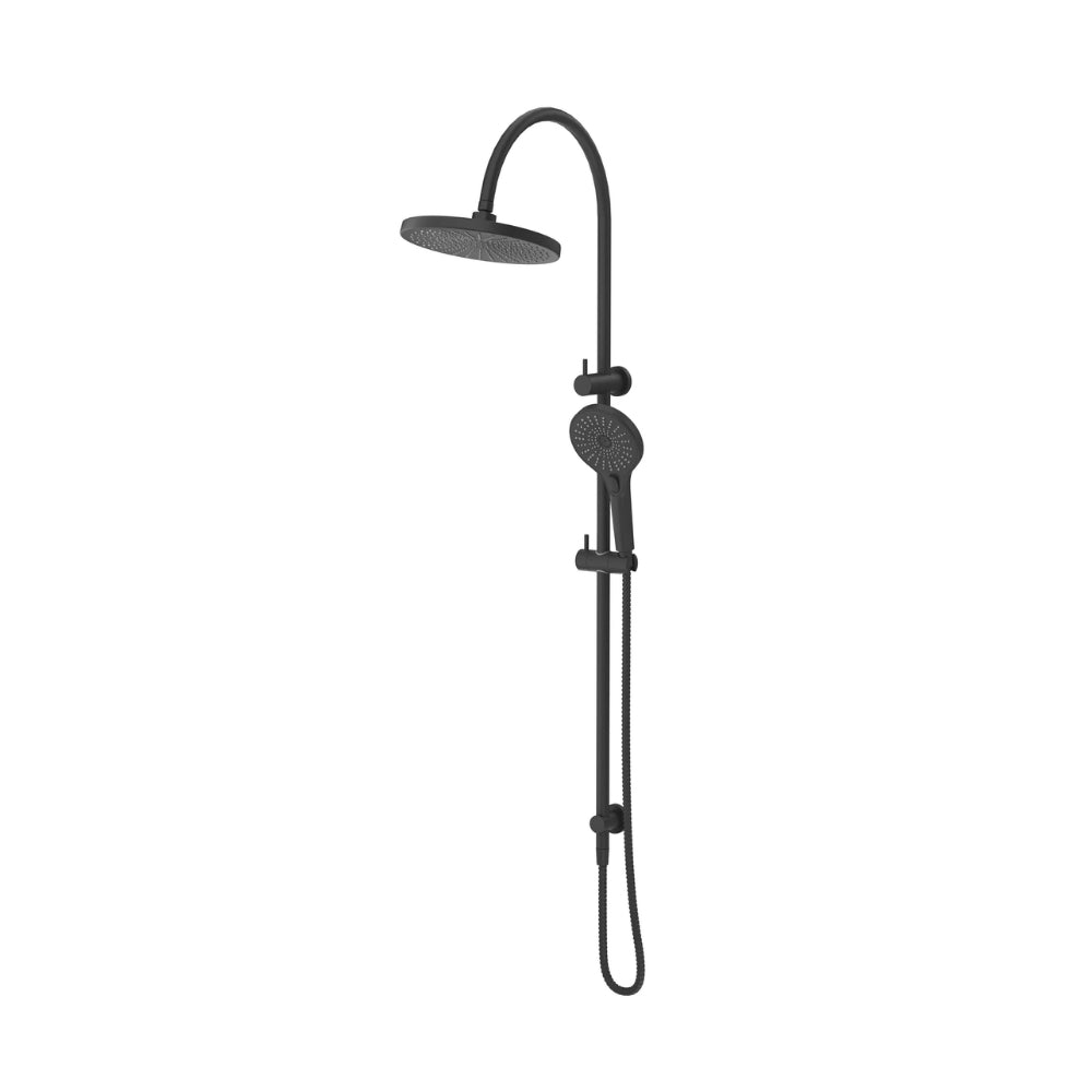 BELLA VISTA MICA GOOSENECK DUAL SHOWER RAIL 1206MM BLACK