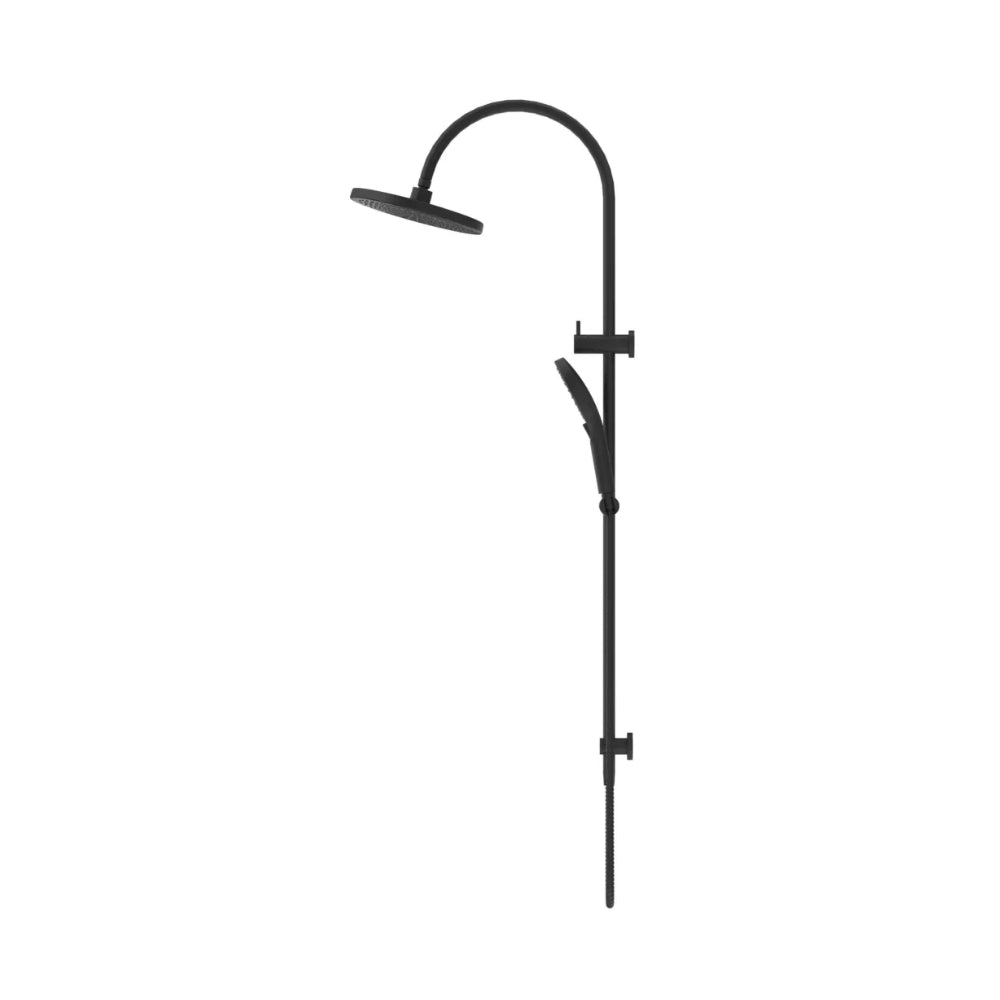 BELLA VISTA MICA GOOSENECK DUAL SHOWER RAIL 1206MM BLACK
