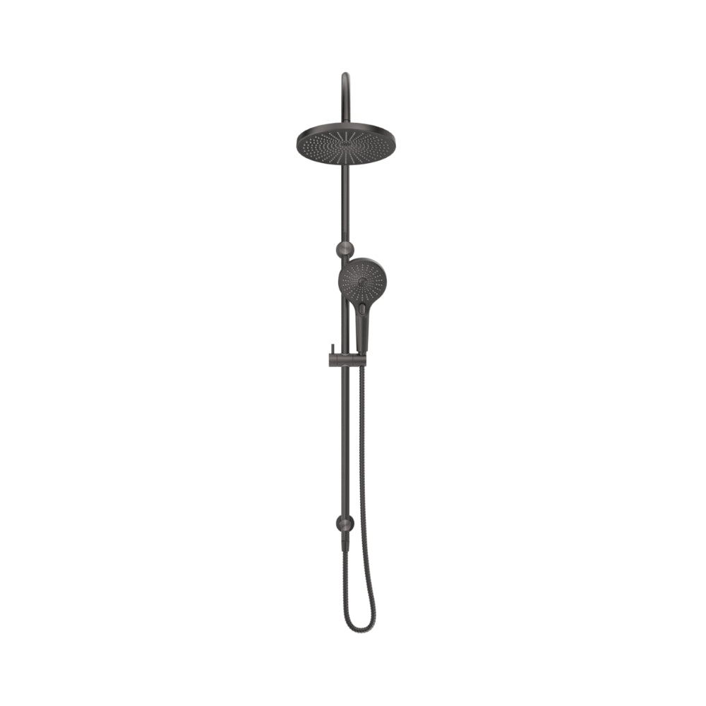 BELLA VISTA MICA GOOSENECK DUAL SHOWER RAIL 1206MM GUN METAL