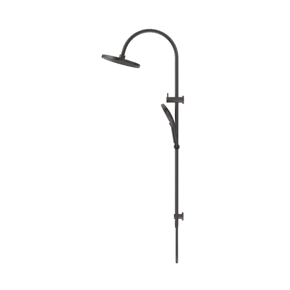 BELLA VISTA MICA GOOSENECK DUAL SHOWER RAIL 1206MM GUN METAL