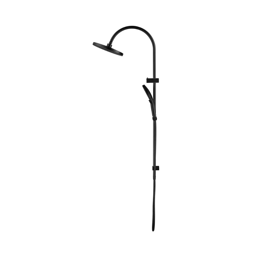 BELLA VISTA MICA FLUTED GOOSENECK DUAL SHOWER RAIL 1200MM BLACK