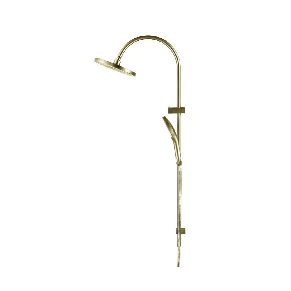 BELLA VISTA MICA FLUTED GOOSENECK DUAL SHOWER RAIL 1200MM FRENCH GOLD