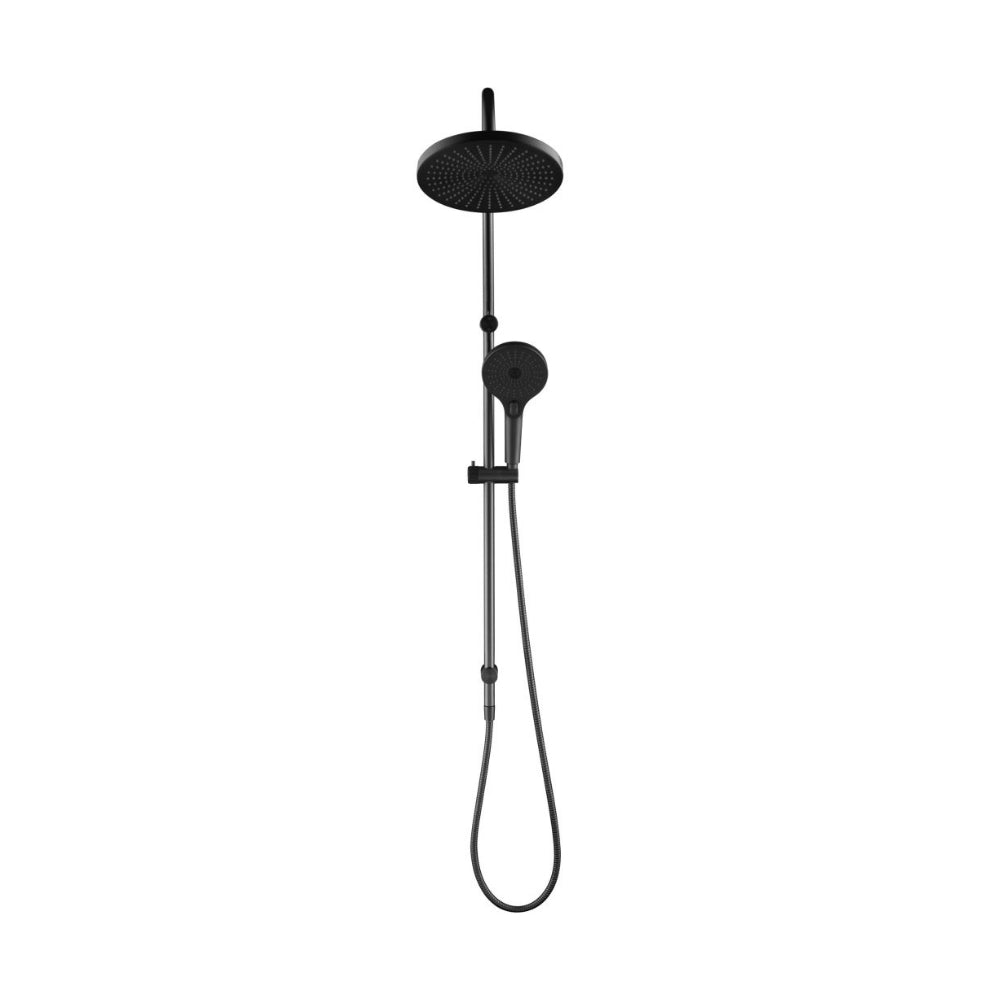BELLA VISTA MICA FLUTED GOOSENECK DUAL SHOWER RAIL 1200MM GUN METAL