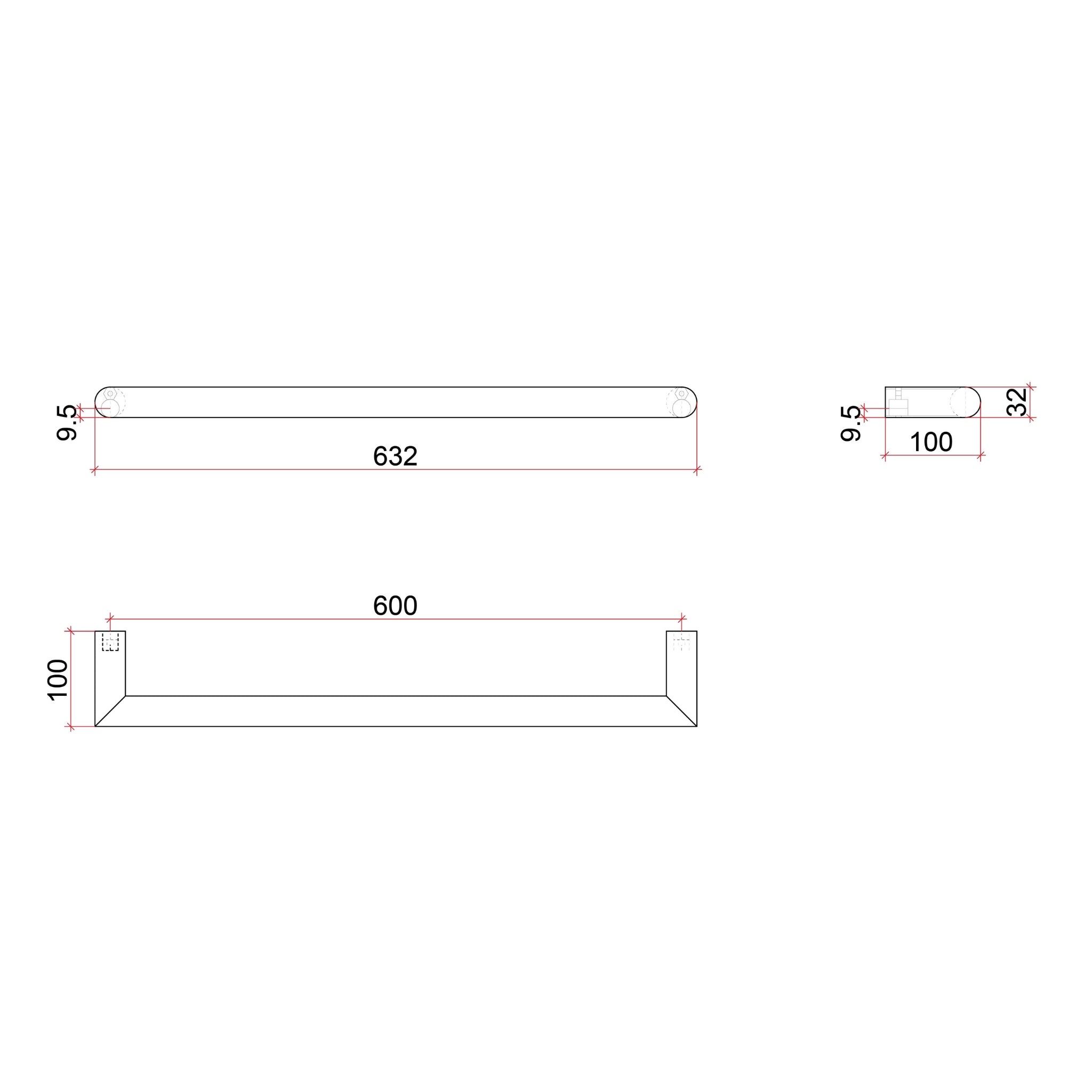 THERMOGROUP ROUND HEATED SINGLE TOWEL RAIL BRUSHED NICKEL 632MM