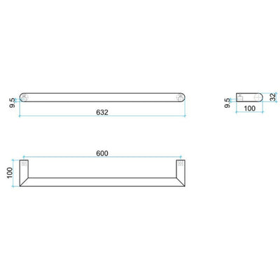 THERMOGROUP ROUND SINGLE BAR HEATED TOWEL RAIL 632MM GUN METAL