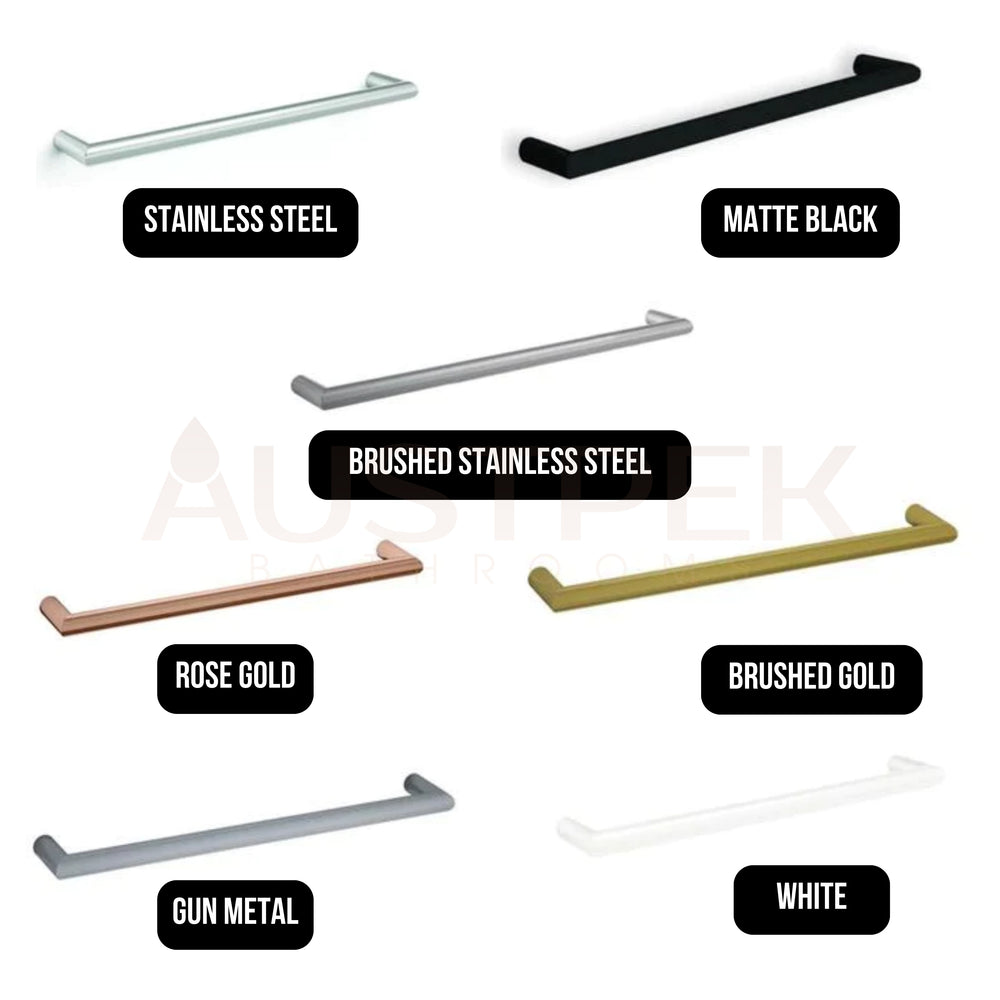 THERMOGROUP ROUND SINGLE BAR HEATED TOWEL RAIL 632MM BRUSHED GOLD