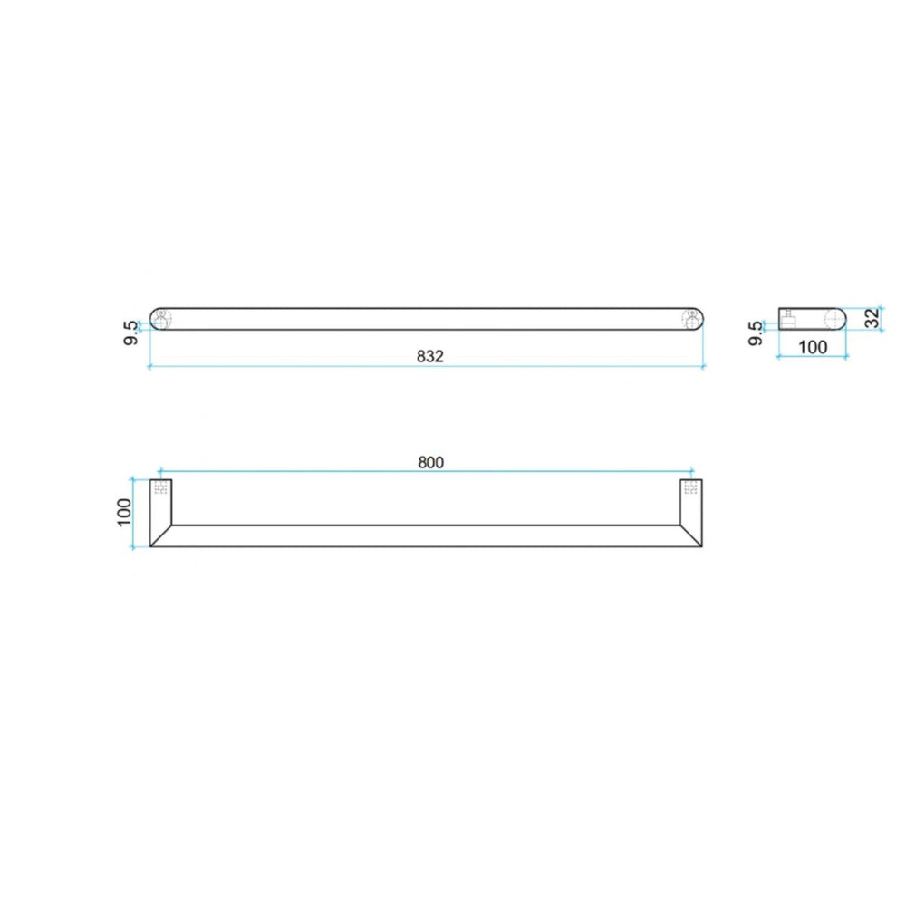 THERMOGROUP ROUND SINGLE BAR HEATED TOWEL RAIL 832MM BRUSHED STAINLESS STEEL