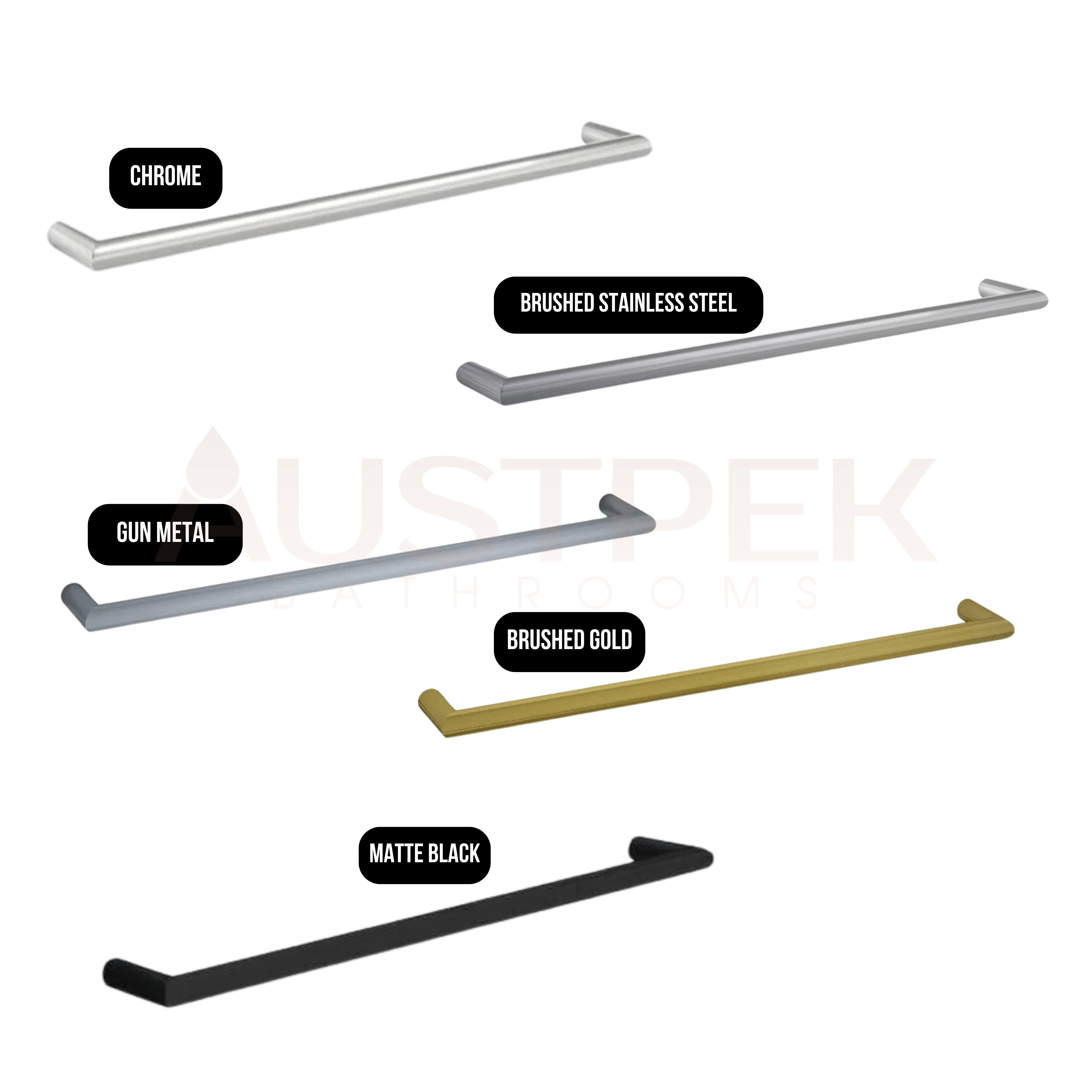 THERMOGROUP ROUND SINGLE BAR HEATED TOWEL RAIL 832MM POLISHED STAINLESS STEEL