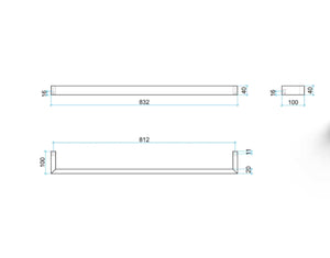 THERMOGROUP SQUARE SINGLE BAR HEATED TOWEL RAIL 832MM STAINLESS STEEL