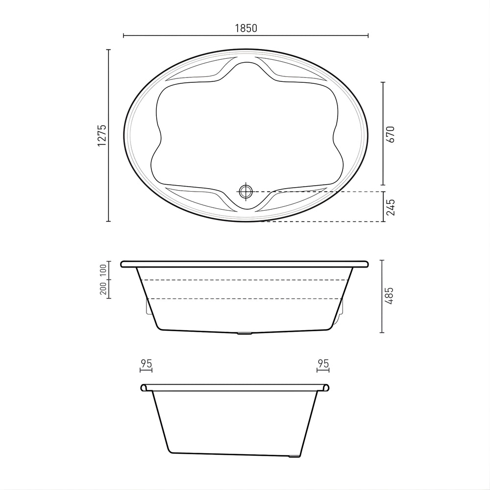 DECINA DUO INSET CONTOUR SPA BATH GLOSS WHITE 1850MM WITH 16-JETS