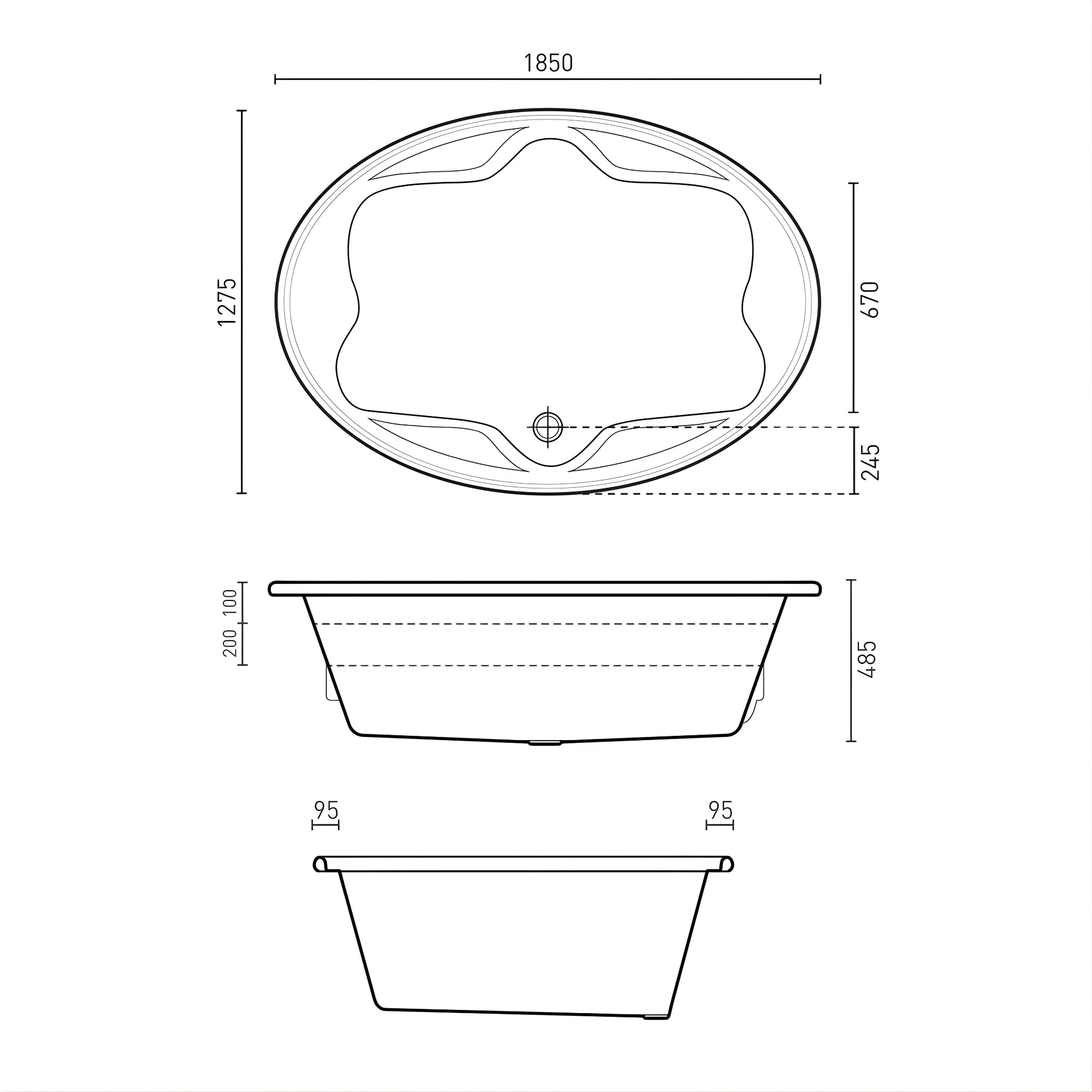 DECINA DUO INSET CONTOUR SPA BATH GLOSS WHITE 1850MM WITH 16-JETS