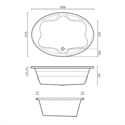 DECINA DUO INSET SANTAI SPA BATH GLOSS WHITE 1850MM WITH 12-JETS