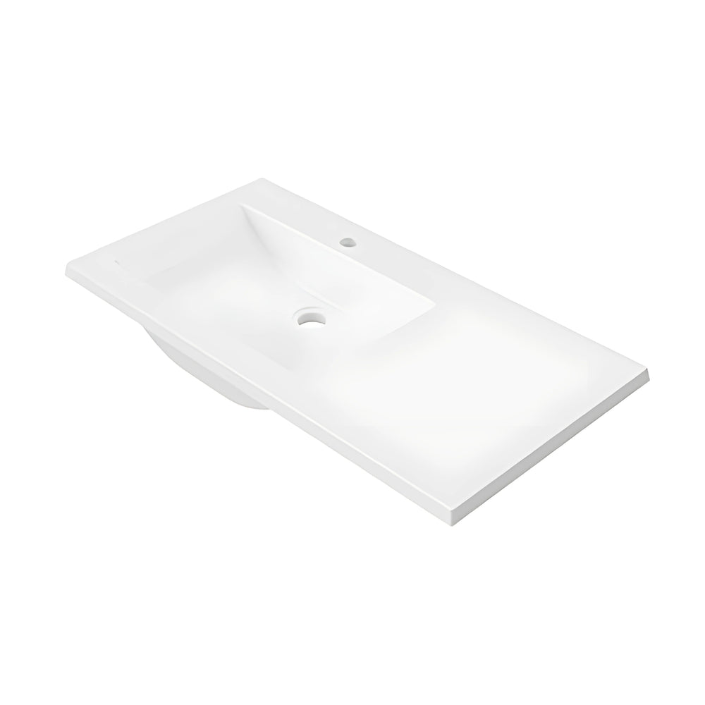 DUROCLASS MONACO GLOSS WHITE OFFSET SINGLE BOWL UNDERMOUNT VANITY TOP (MULTIPLE SIZES AVAILABLE)