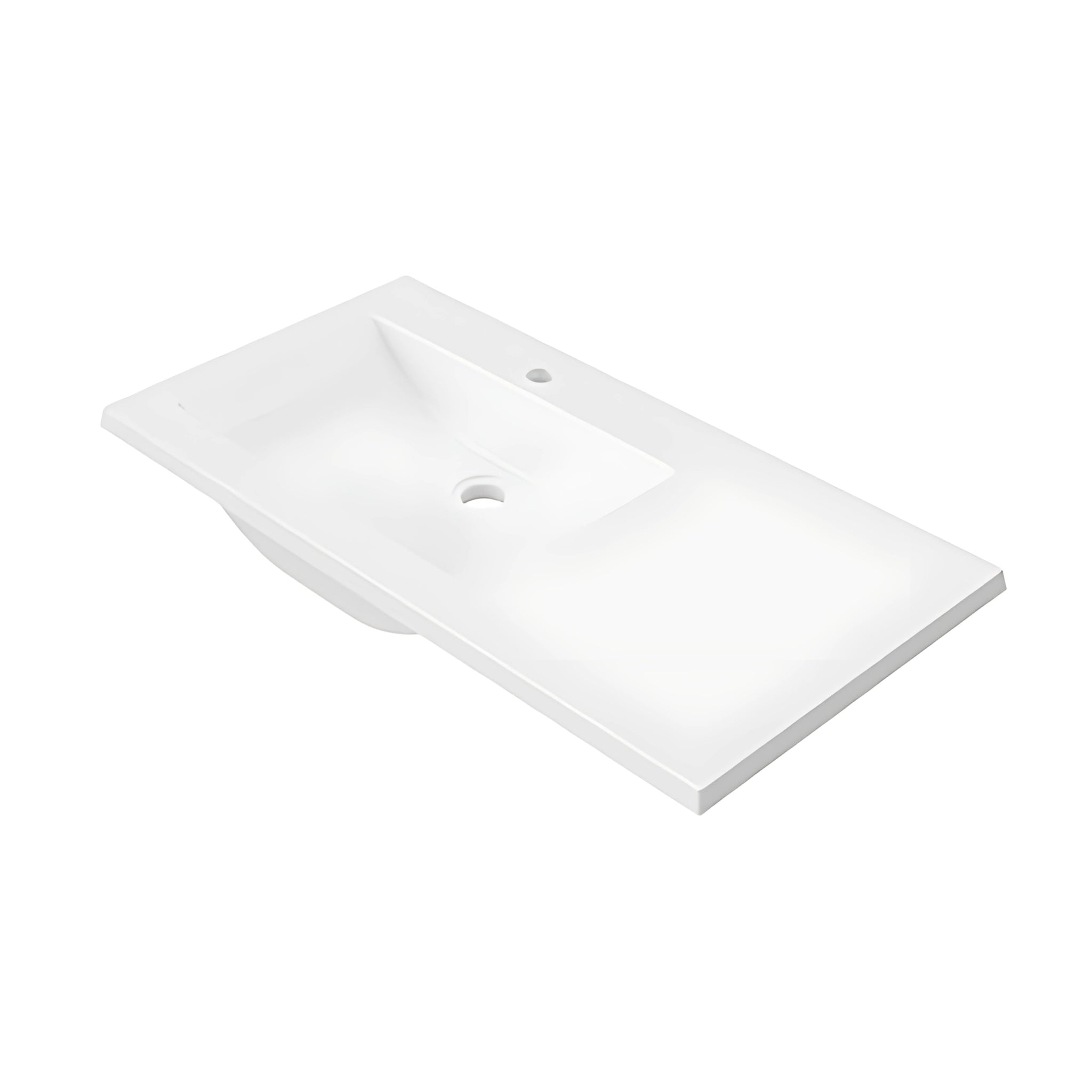 DUROCLASS MONACO GLOSS WHITE OFFSET SINGLE BOWL UNDERMOUNT VANITY TOP (MULTIPLE SIZES AVAILABLE)