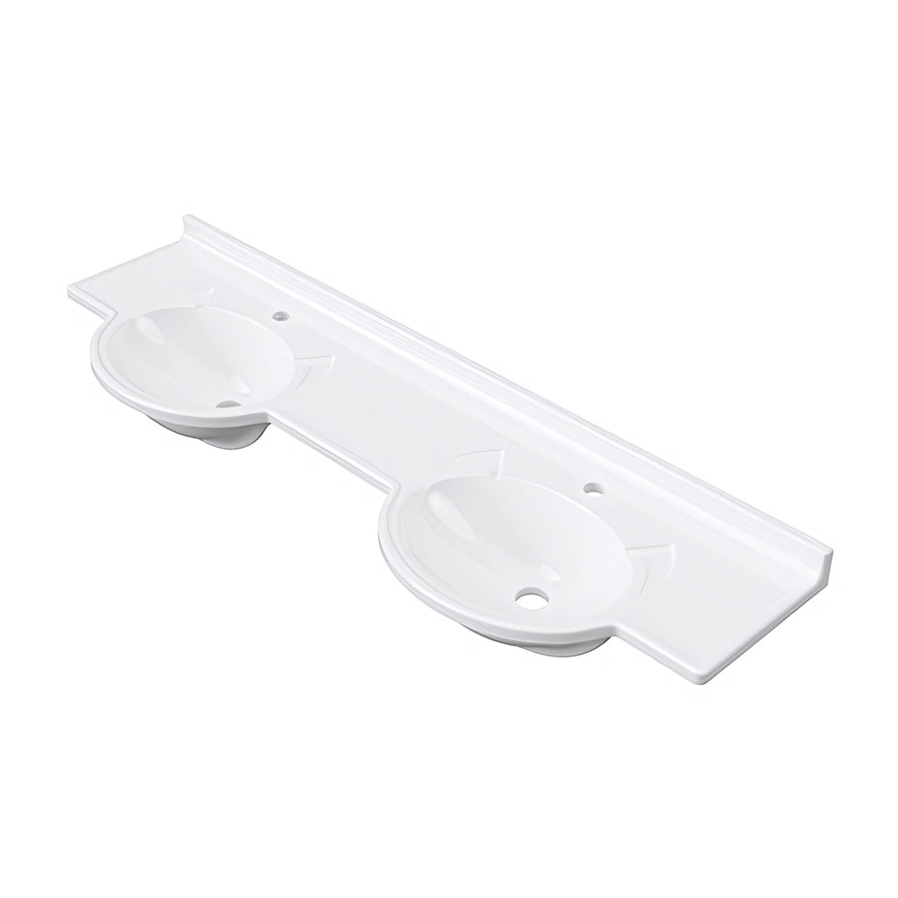 DUROCLASS SUPREME FORWARD GLOSS WHITE DOUBLE BOWL SEMI-RECESSED VANITY TOP (MULTIPLE SIZES AVAILABLE)