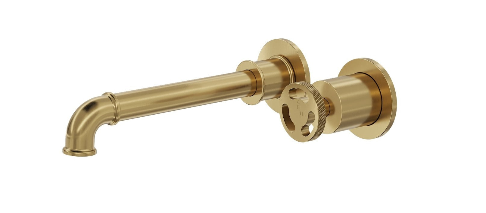 LINSOL DYNAMIK 2-PLATES WALL BASIN/ BATH MIXER BRUSHED BRASS