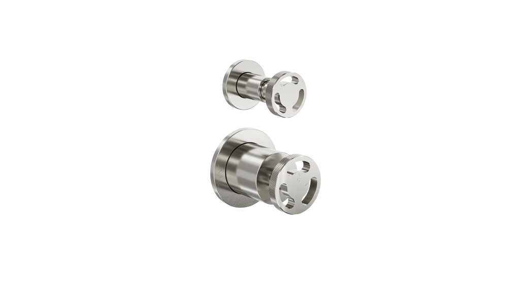 LINSOL DYNAMIK 2-PLATES WALL MIXER WITH DIVERTER BRUSHED NICKEL