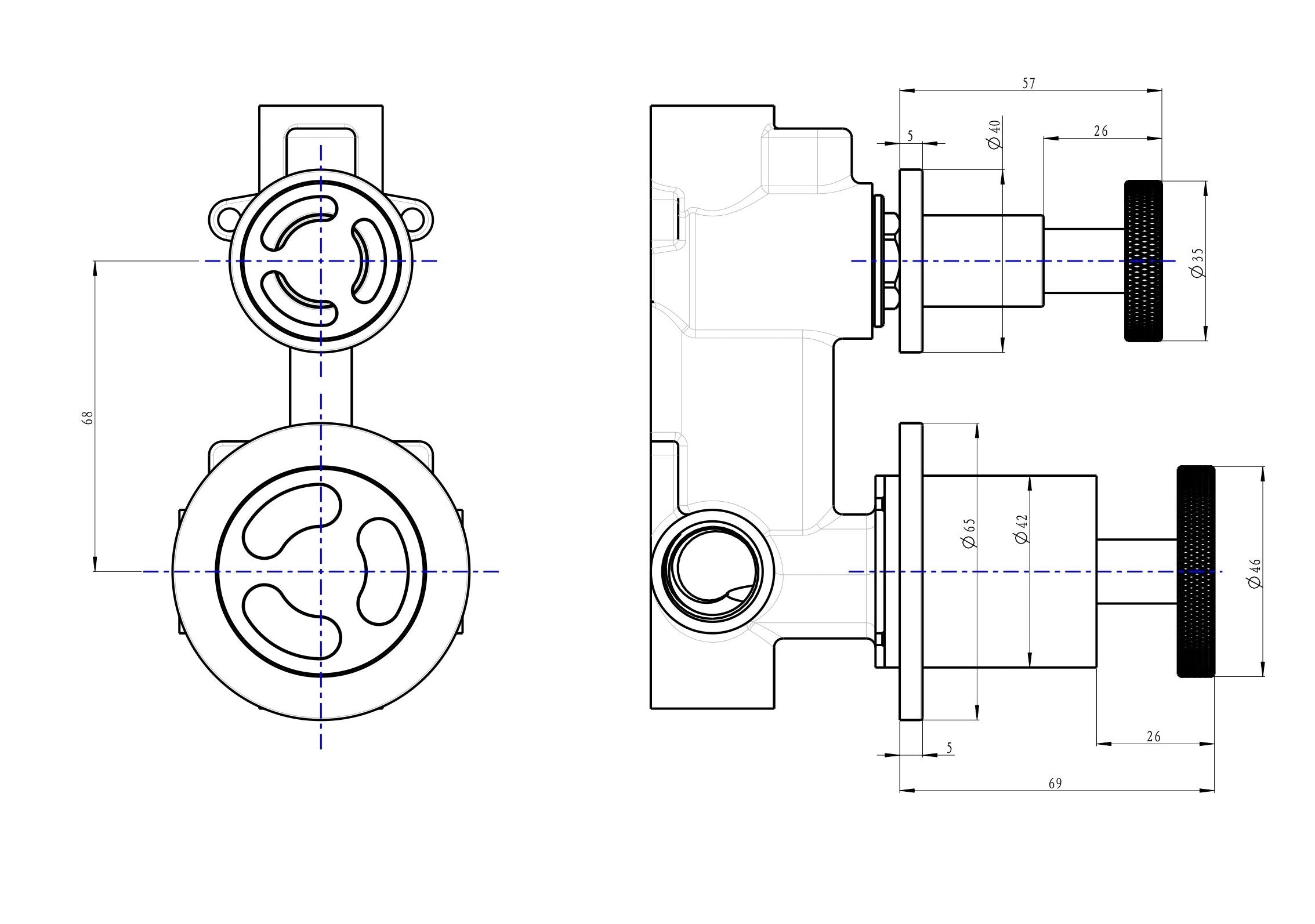 LINSOL DYNAMIK 2-PLATES WALL MIXER WITH DIVERTER GUN METAL