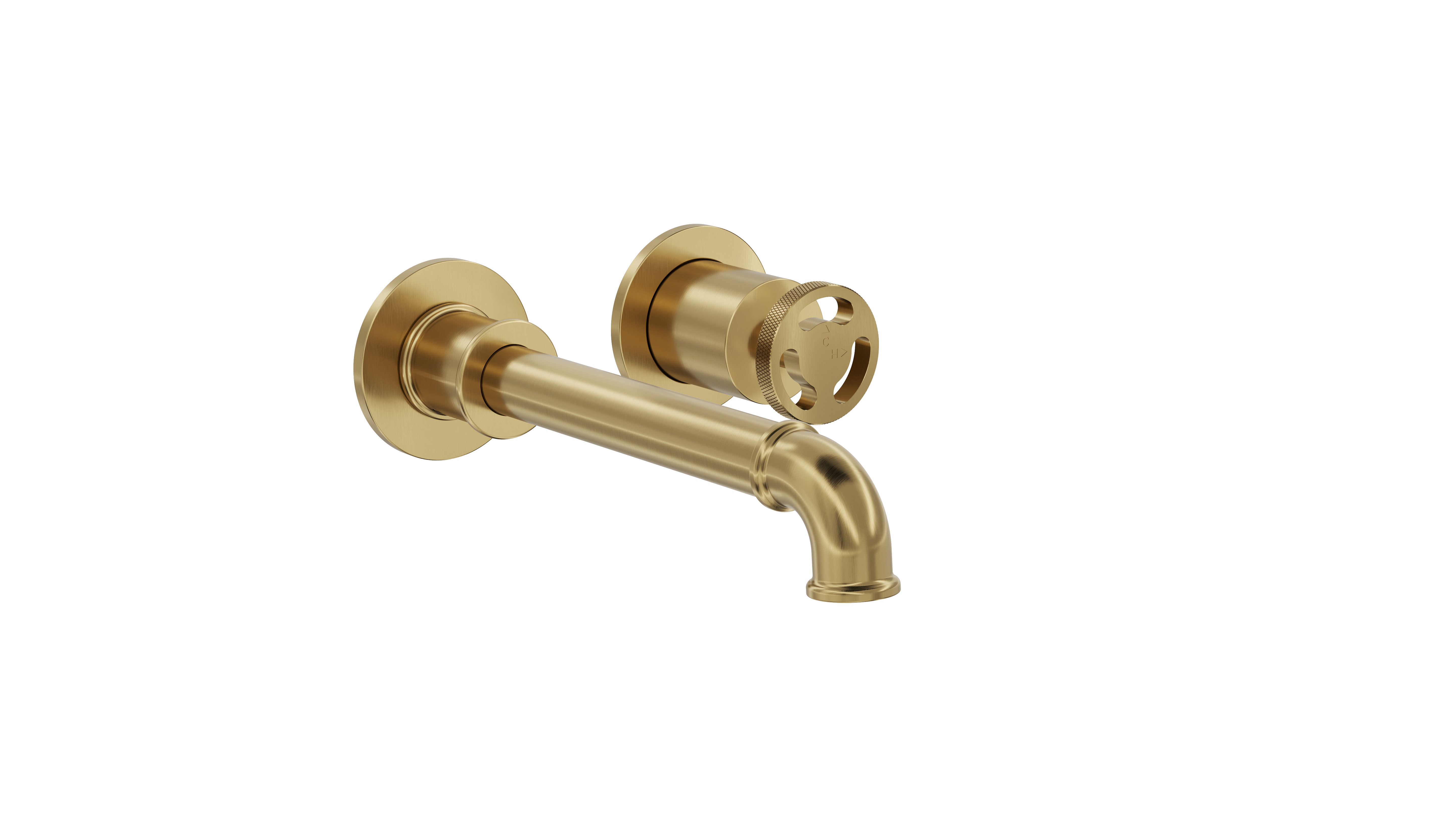 LINSOL DYNAMIK 2-PLATES WALL BASIN/ BATH MIXER BRUSHED BRASS