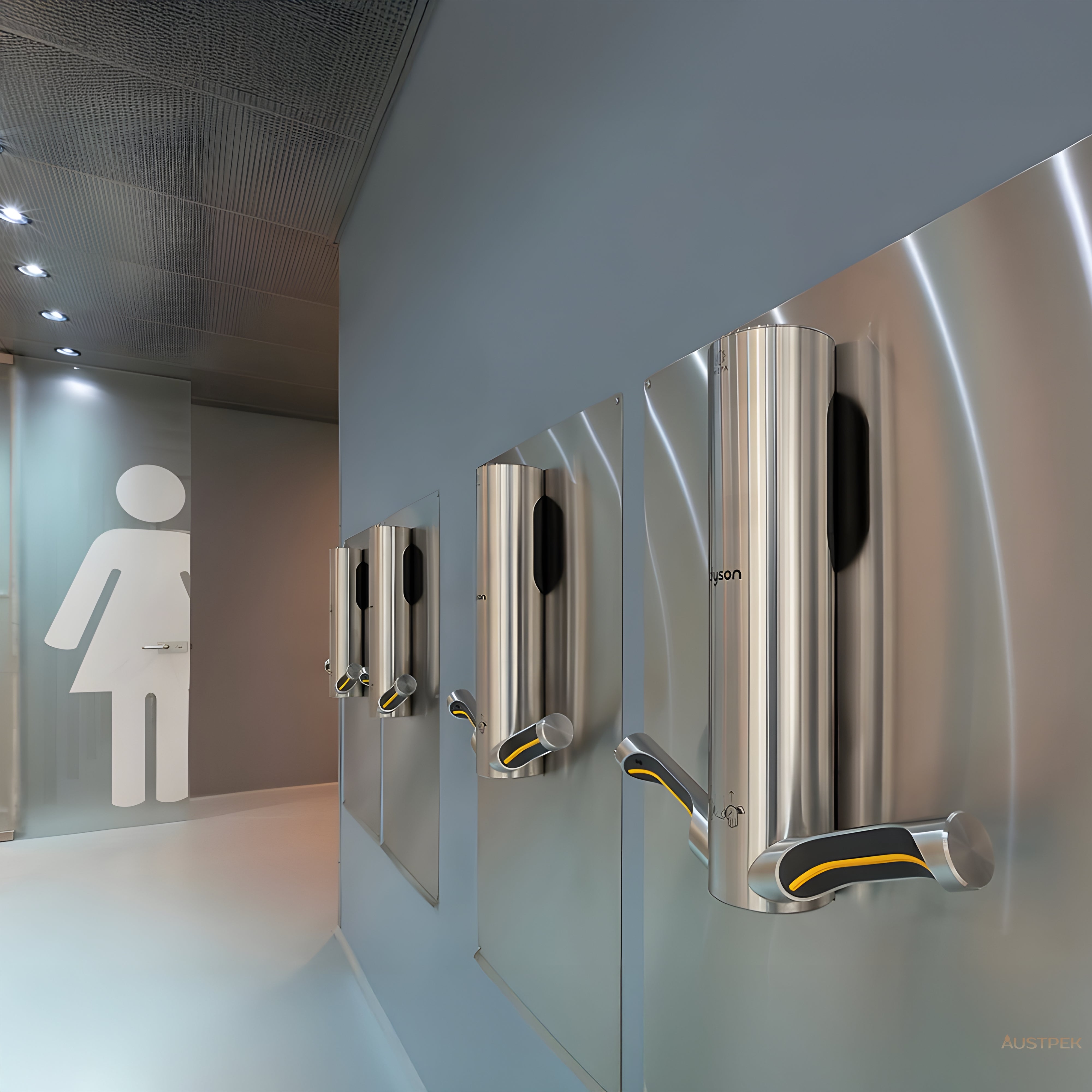 DYSON AIRBLADE 9KJ SENSOR HAND DRYER BRUSHED STAINLESS STEEL 500MM X 450MM