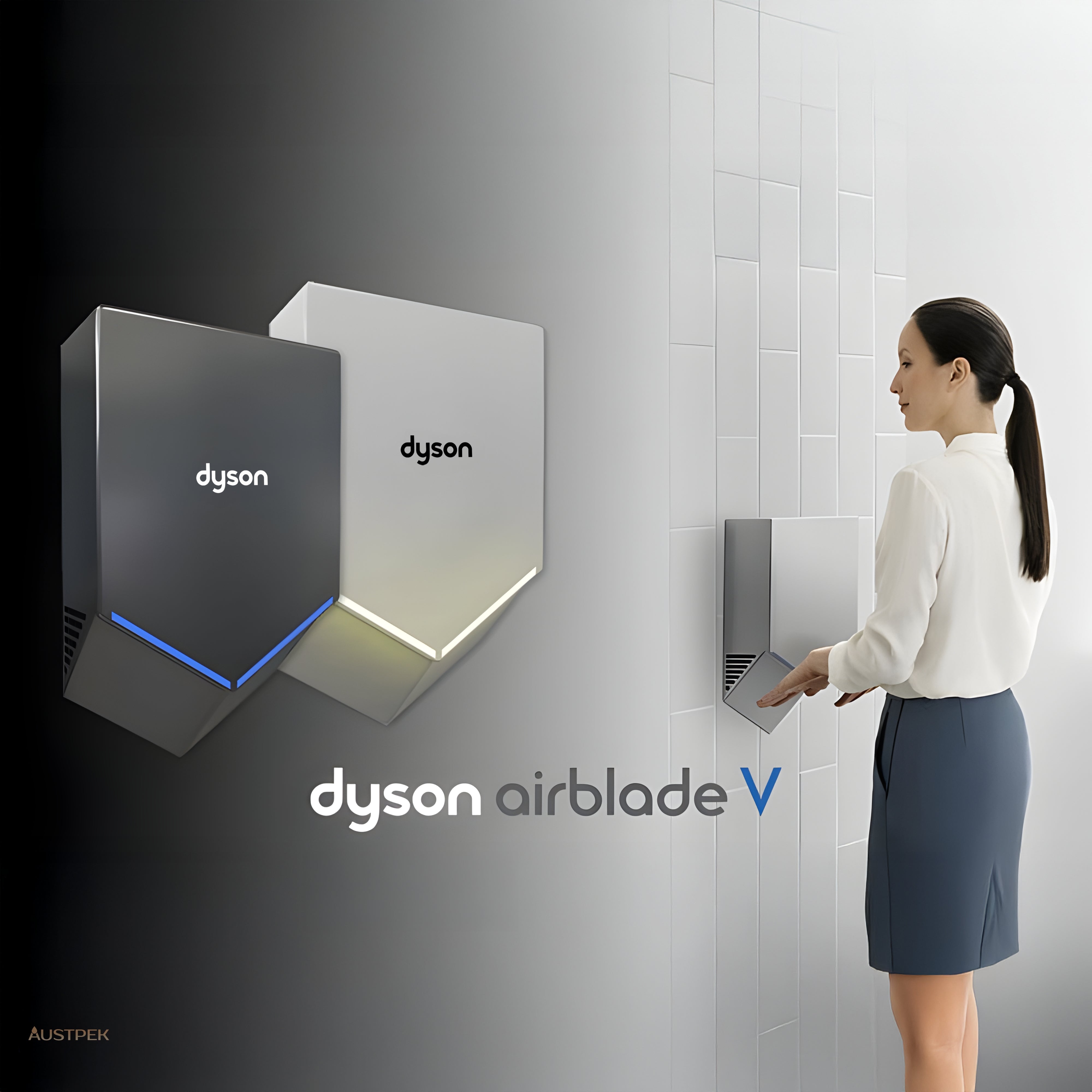 DYSON AIRBLADE V SENSOR HAND DRYER SPRAYED NICKEL 394MM X 234MM