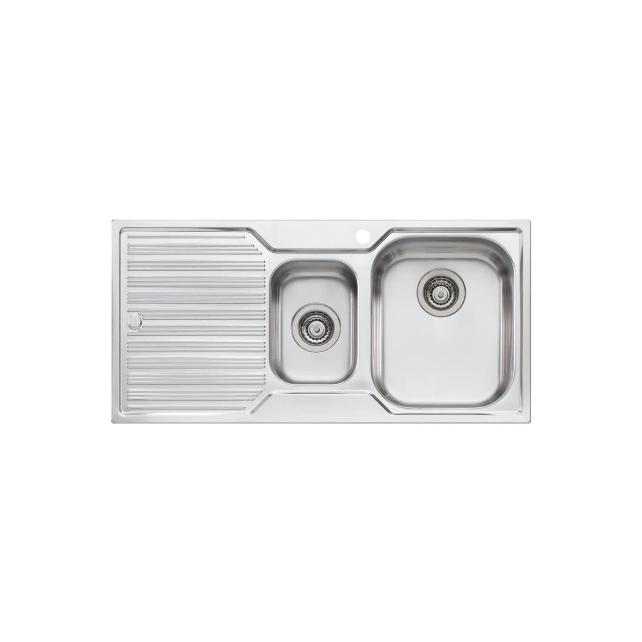 OLIVERI DIAZ 1 & 1/2 BOWL TOPMOUNT KITCHEN SINK WITH DRAINER STAINLESS STEEL 980MM