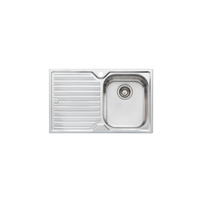 OLIVERI DIAZ SINGLE BOWL TOPMOUNT KITCHEN SINK WITH DRAINER STAINLESS STEEL 770MM