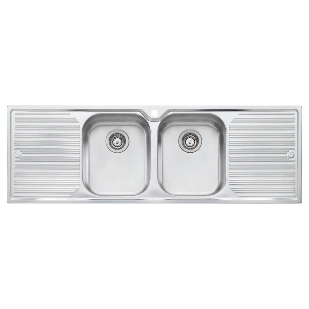 OLIVERI DIAZ DOUBLE BOWL TOPMOUNT KITCHEN SINK WITH DOUBLE DRAINER STAINLESS STEEL 1430MM