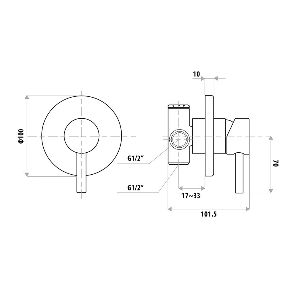 LINKWARE DAN ELLE ROUND WALL MIXER 100MM CHROME
