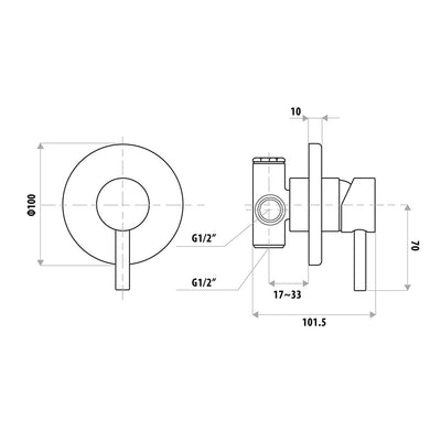 LINKWARE DAN ELLE ROUND WALL MIXER 100MM CHROME