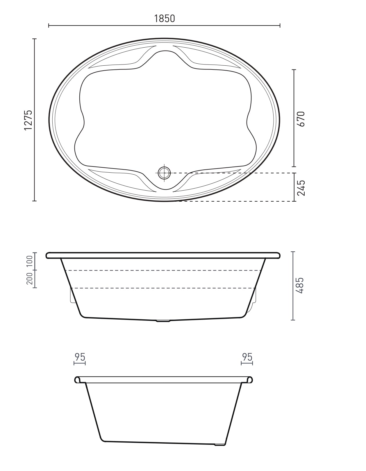 DECINA DUO ISLAND BATH GLOSS WHITE 1850MM
