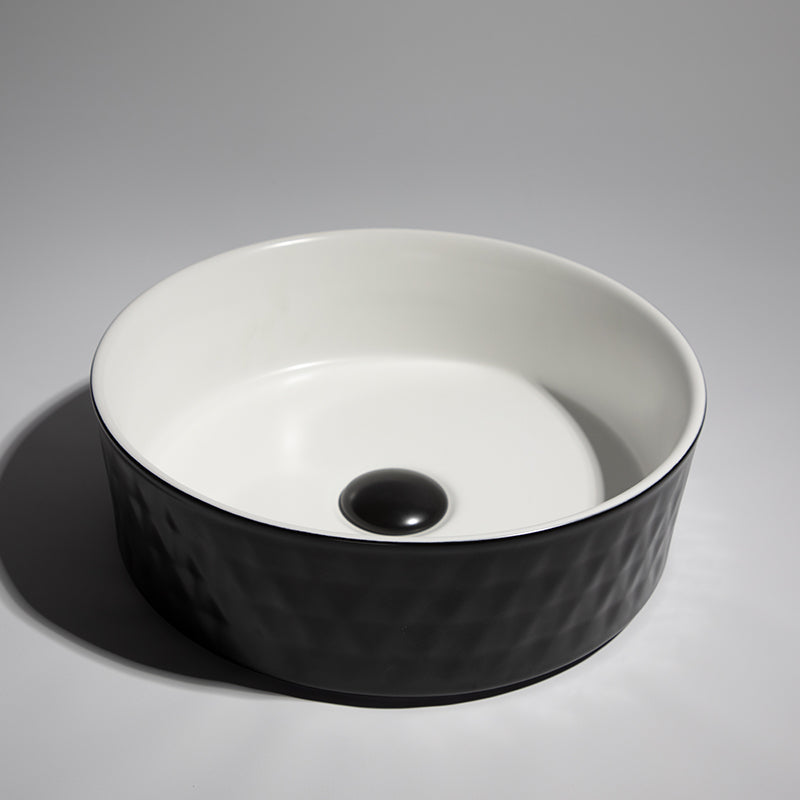 CLAYA DIAMOND ROUND ABOVE COUNTER BASIN MATTE BLACK 360MM