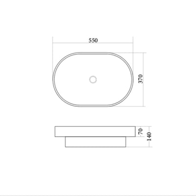RIVA DORA SEMI-INSET BASIN GLOSS WHITE 550MM