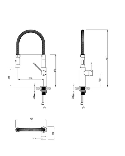 IKON SCOTIA LEAD FREE SINK MIXER CHROME 491MM BRUSHED NICKEL