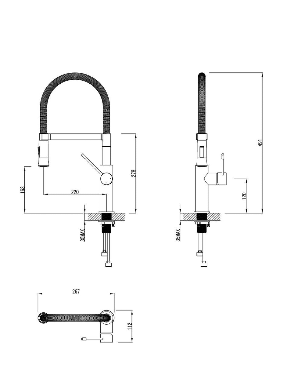 IKON SCOTIA LEAD FREE SINK MIXER CHROME 491MM BRUSHED NICKEL