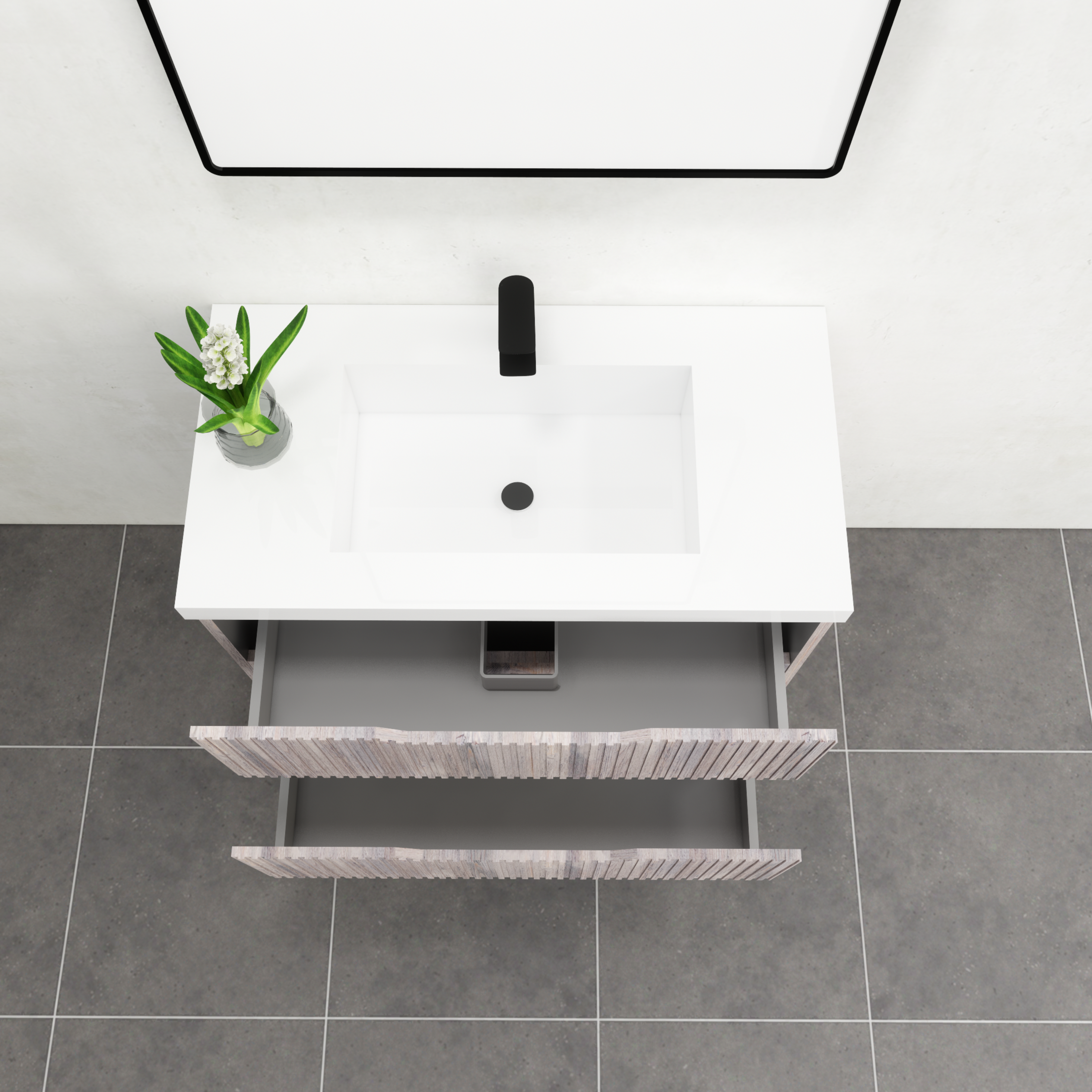 RIVA BALI WHITE OAK 900MM SINGLE BOWL WALL HUNG VANITY