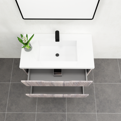 RIVA BALI WHITE OAK 900MM SINGLE BOWL WALL HUNG VANITY