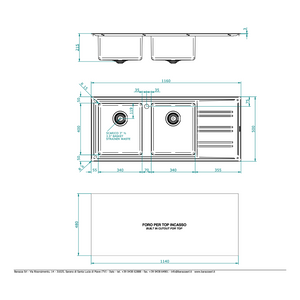 BARAZZA EASY200L KITCHEN SINK TECHNICAL DRAWING WITH DIMENSIONS