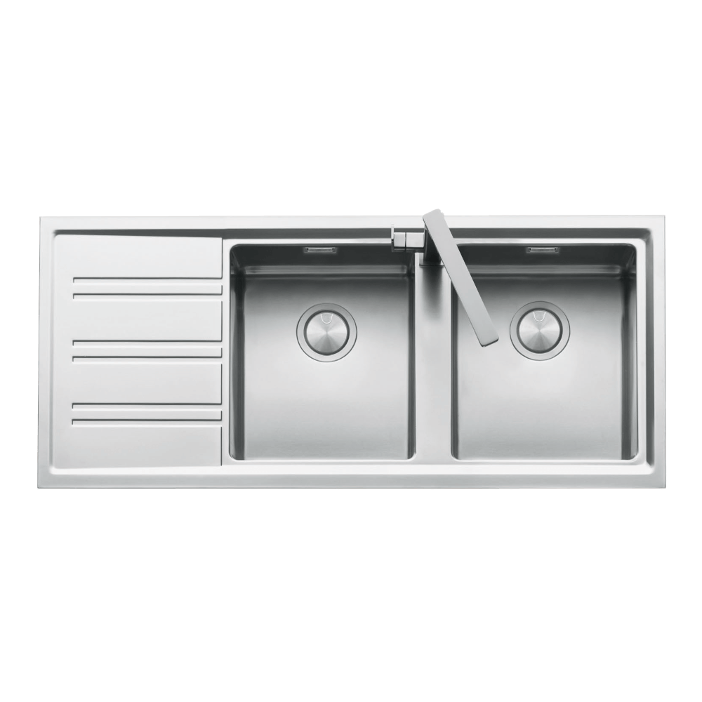 BARAZZA EASY DOUBLE BOWL KITCHEN SINK WITH DRAINER RIGHT HAND BOWL STAINLESS STEEL 1160MM
