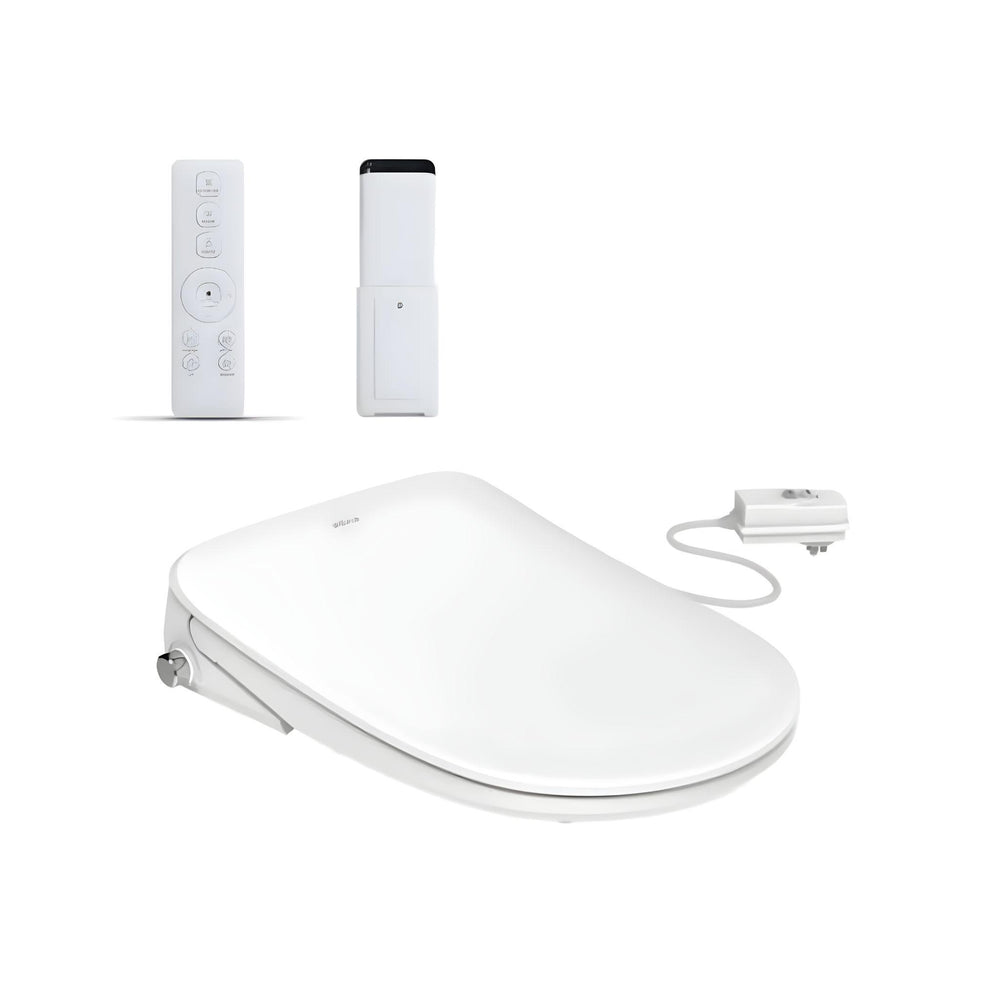 INSPIRE ALZANO RIMLESS BACK-TO-WALL TOILET SUITE AND SPA SMART BIDET SEAT WITH REMOTE CONTROL D-SHAPE GLOSS WHITE