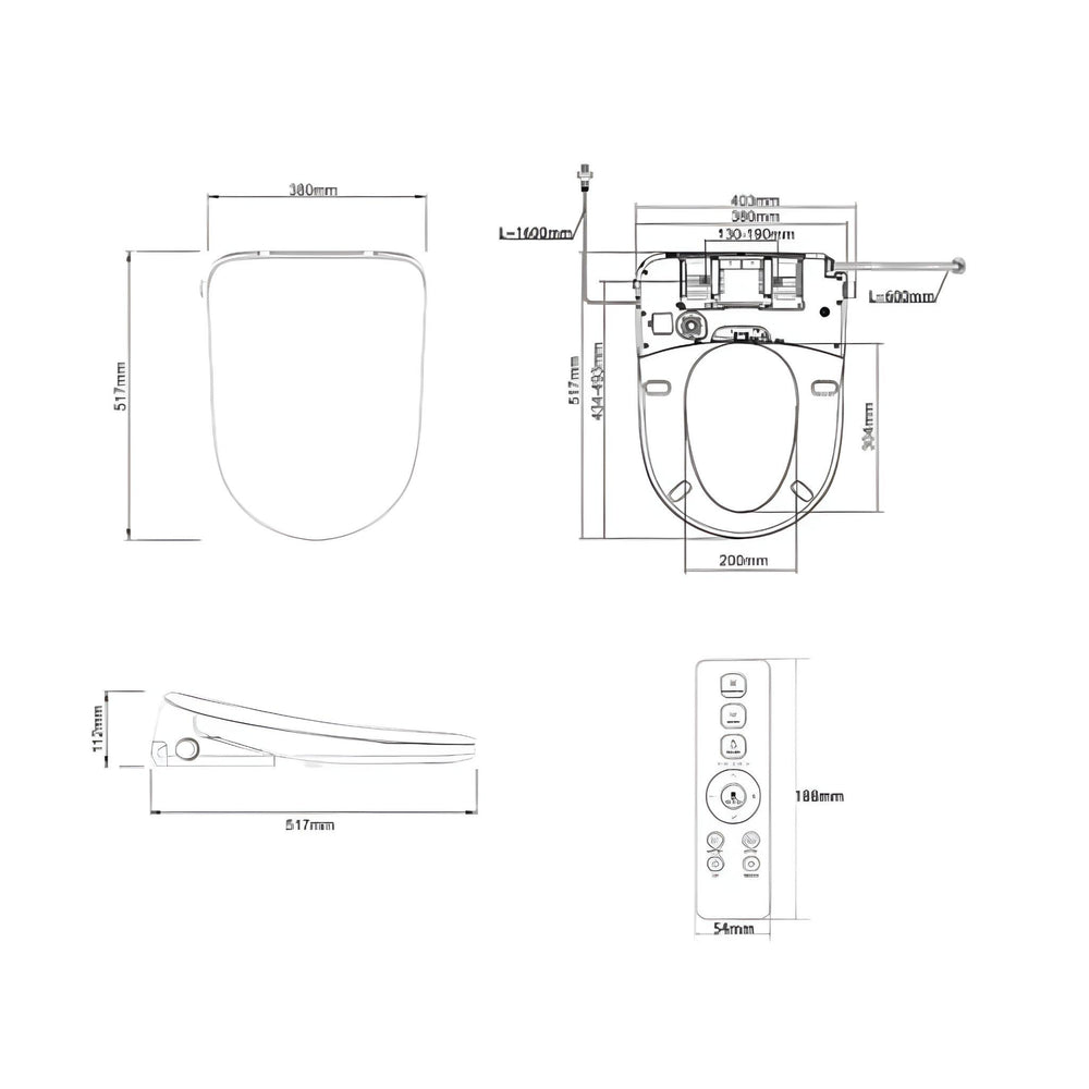INSPIRE ALZANO RIMLESS BACK-TO-WALL TOILET SUITE AND SPA SMART BIDET SEAT WITH REMOTE CONTROL D-SHAPE GLOSS WHITE